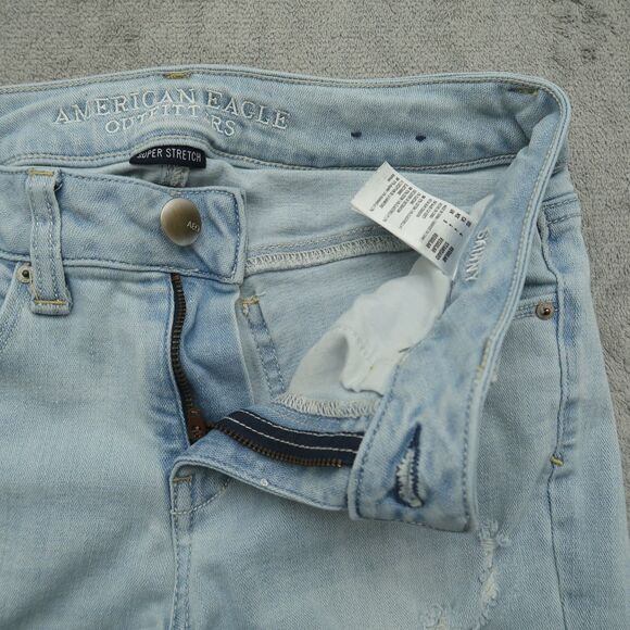 American Eagle Jeans Women's Size 4 Blue Low-Rise Skinny 29" Inseam Distressed - Picture 2 of 16